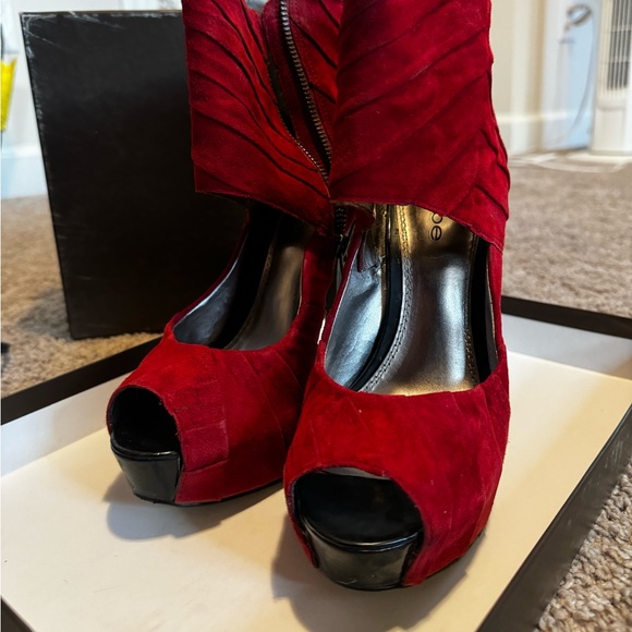 Bebe Red Peep Toe Booties - Picture 3 of 7